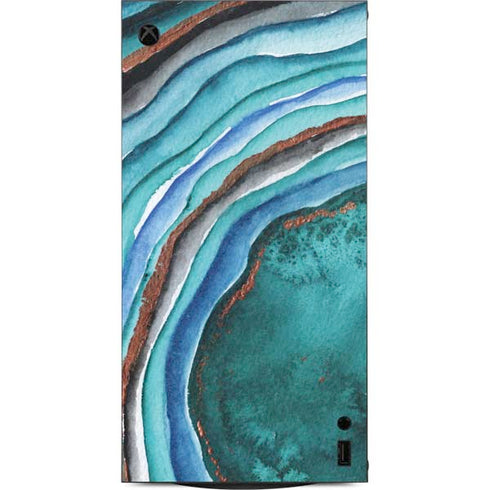 Turquoise Watercolor Geode XBox Series X Digital Edition Console Skin